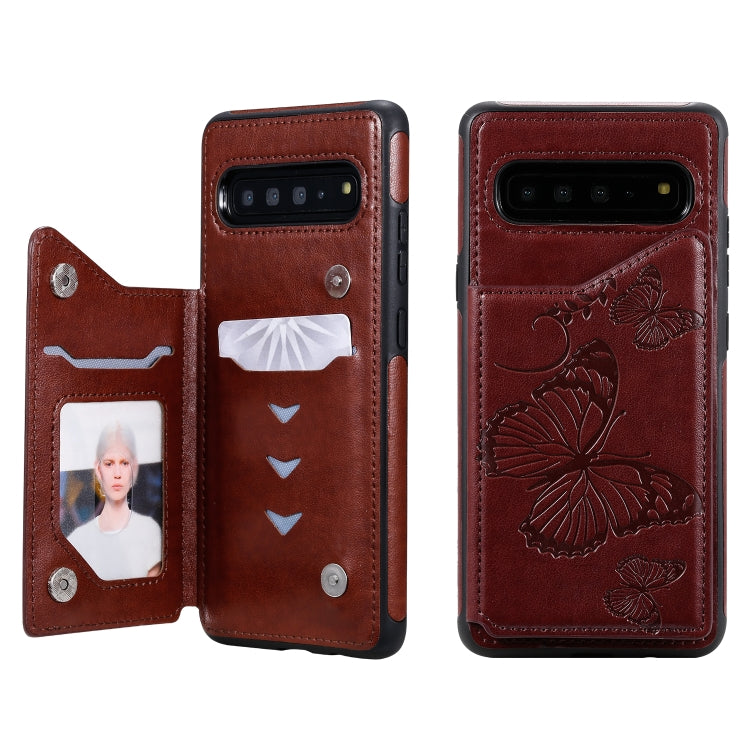 Butterfly Embossing Pattern Shockproof Protective Case with Holder & Card Slots & Photo Frame, For Galaxy S10 5G, For Galaxy S10, For Galaxy S10 Plus