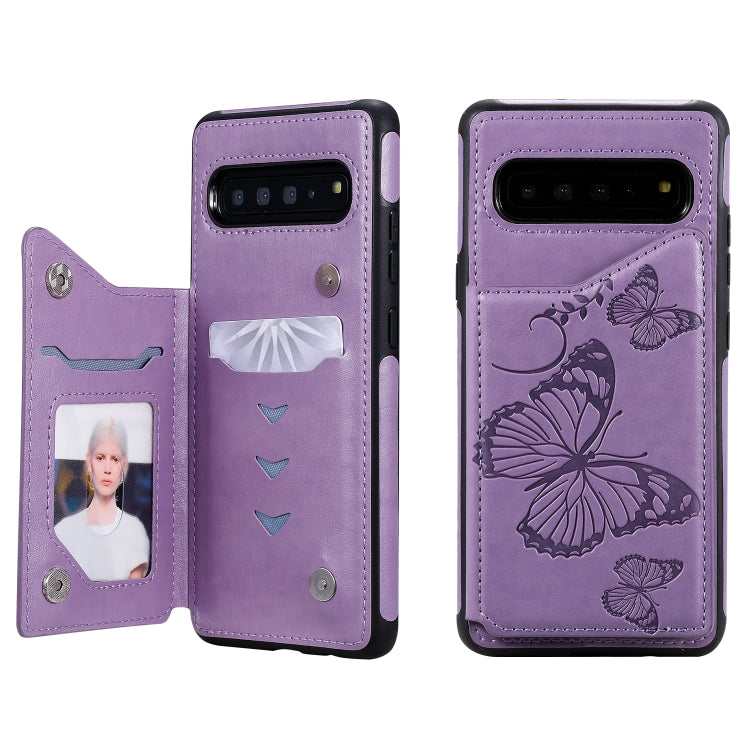 Butterfly Embossing Pattern Shockproof Protective Case with Holder & Card Slots & Photo Frame, For Galaxy S10 5G, For Galaxy S10, For Galaxy S10 Plus