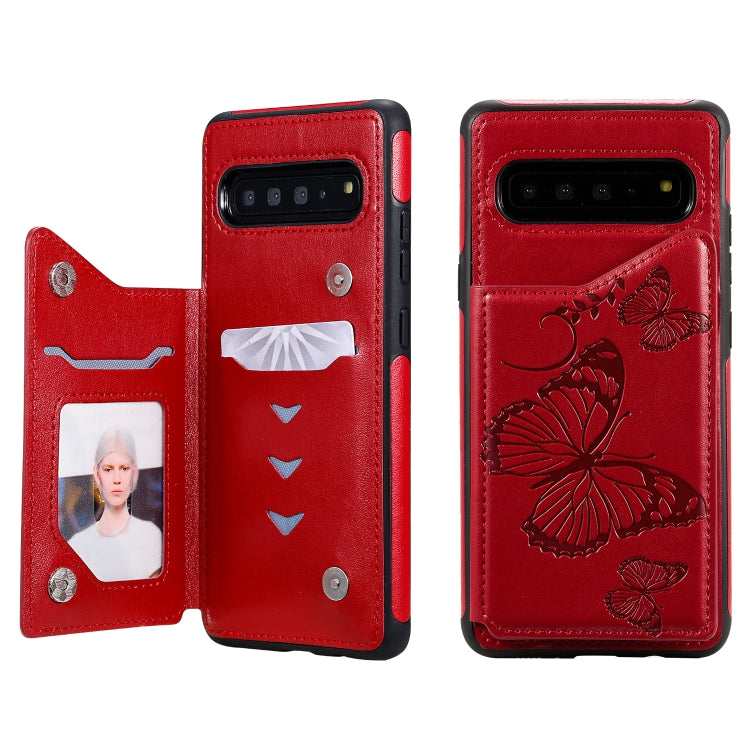 Butterfly Embossing Pattern Shockproof Protective Case with Holder & Card Slots & Photo Frame, For Galaxy S10 5G, For Galaxy S10, For Galaxy S10 Plus