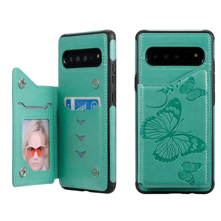 Butterfly Embossing Pattern Shockproof Protective Case with Holder & Card Slots & Photo Frame, For Galaxy S10 5G, For Galaxy S10, For Galaxy S10 Plus