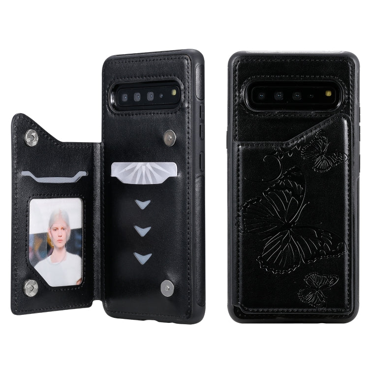 Butterfly Embossing Pattern Shockproof Protective Case with Holder & Card Slots & Photo Frame, For Galaxy S10 5G, For Galaxy S10, For Galaxy S10 Plus