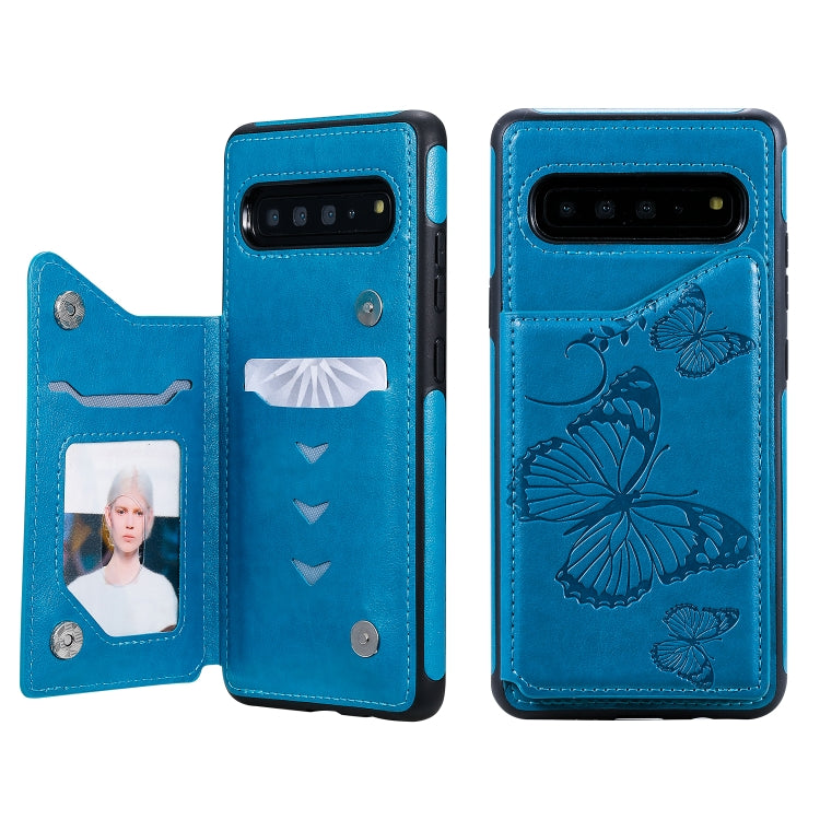 Butterfly Embossing Pattern Shockproof Protective Case with Holder & Card Slots & Photo Frame, For Galaxy S10 5G, For Galaxy S10, For Galaxy S10 Plus