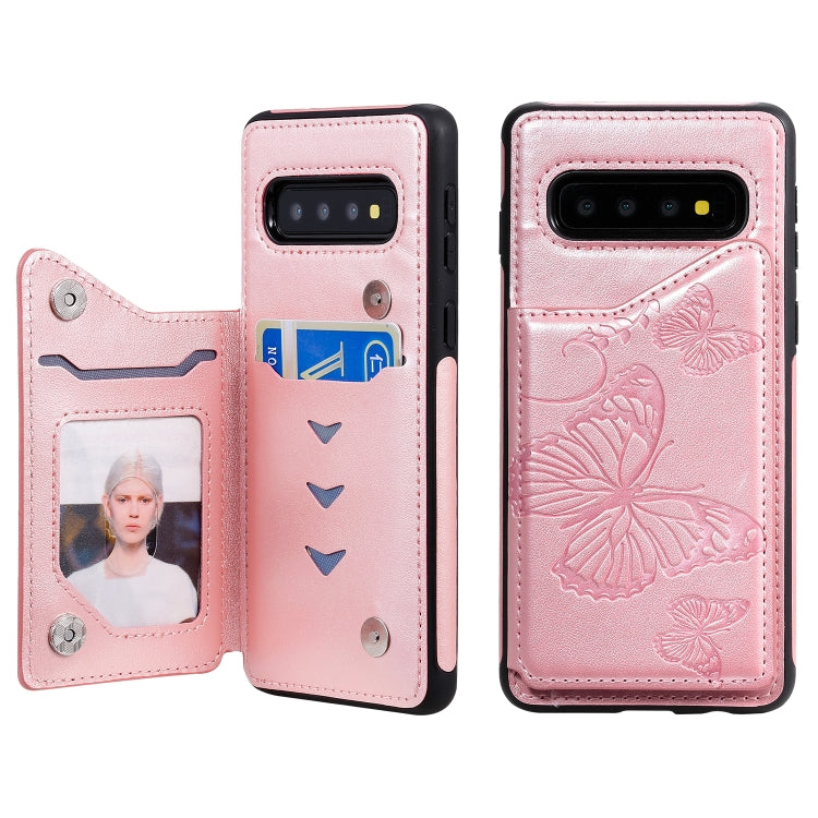 Butterfly Embossing Pattern Shockproof Protective Case with Holder & Card Slots & Photo Frame, For Galaxy S10 5G, For Galaxy S10, For Galaxy S10 Plus
