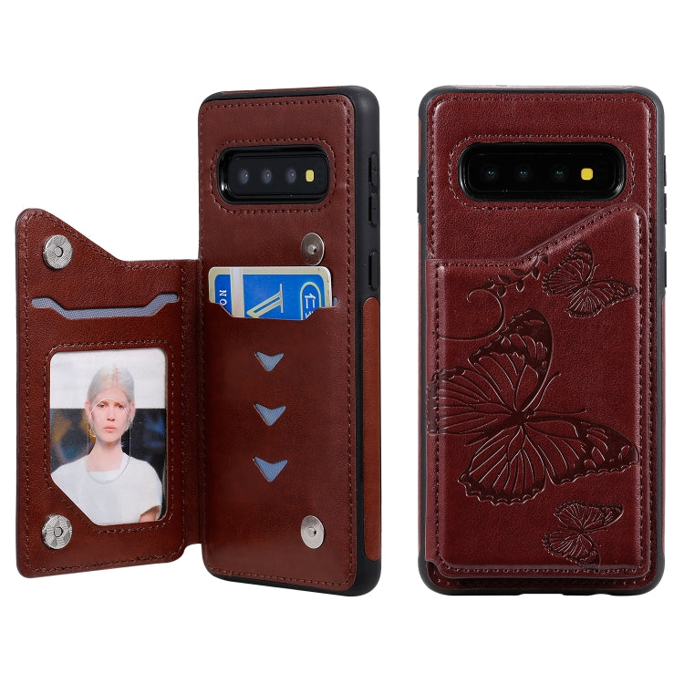 Butterfly Embossing Pattern Shockproof Protective Case with Holder & Card Slots & Photo Frame, For Galaxy S10 5G, For Galaxy S10, For Galaxy S10 Plus