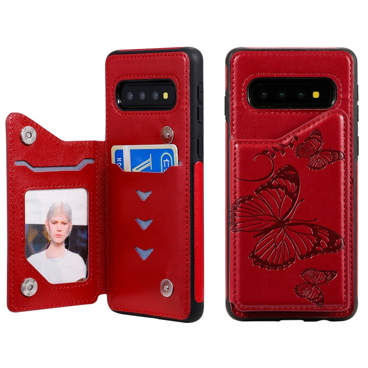 Butterfly Embossing Pattern Shockproof Protective Case with Holder & Card Slots & Photo Frame, For Galaxy S10 5G, For Galaxy S10, For Galaxy S10 Plus