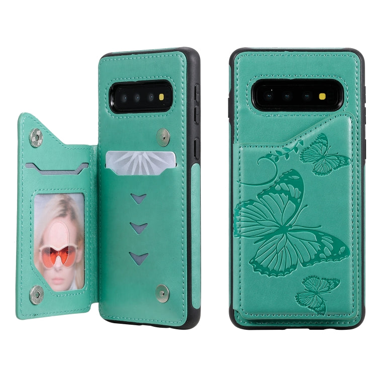 Butterfly Embossing Pattern Shockproof Protective Case with Holder & Card Slots & Photo Frame, For Galaxy S10 5G, For Galaxy S10, For Galaxy S10 Plus