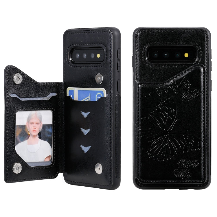 Butterfly Embossing Pattern Shockproof Protective Case with Holder & Card Slots & Photo Frame, For Galaxy S10 5G, For Galaxy S10, For Galaxy S10 Plus