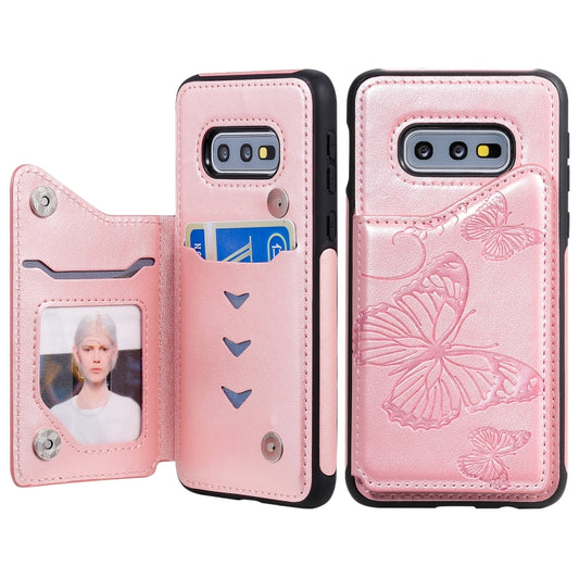 Butterfly embossed Galaxy S10E protective case with card slots and photo frame holder