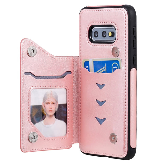 Galaxy S10E case interior showing card slot compartments and photo frame feature