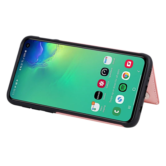 Hands holding Huawei Mate30 case with butterfly design and functional card holder slots