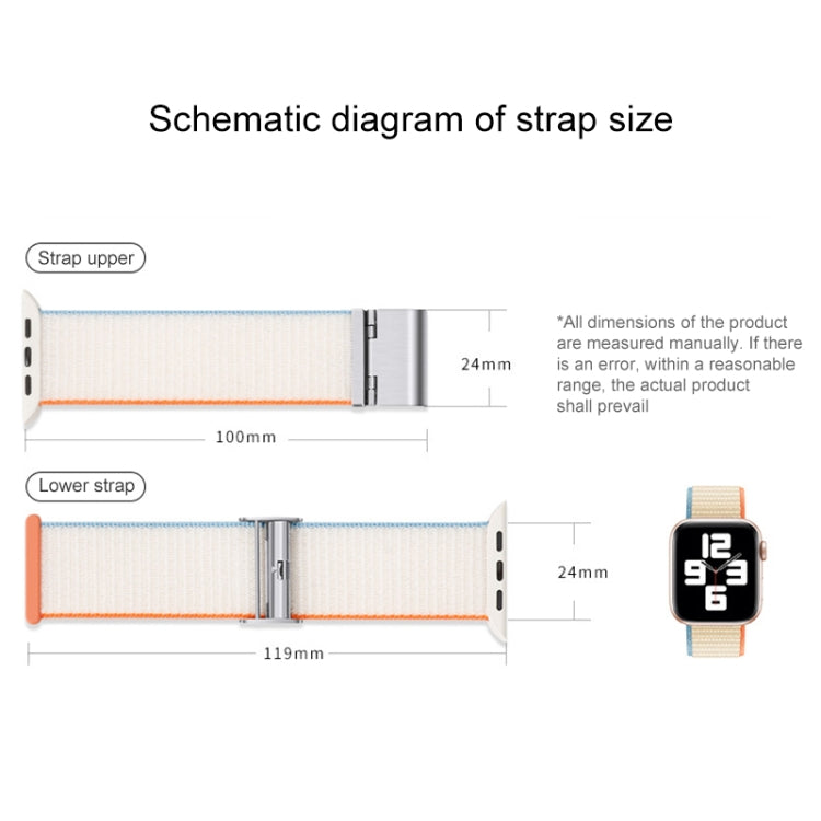 Metal Buckle Nylon Strap, For Apple Watch Series 8&7 41mm / SE 2&6&SE&5&4 40mm / 3&2&1 38mm, For Apple Watch Ultra 49mm / Series 8&7 45mm / SE 2&6&SE&5&4 44mm / 3&2&1 42mm