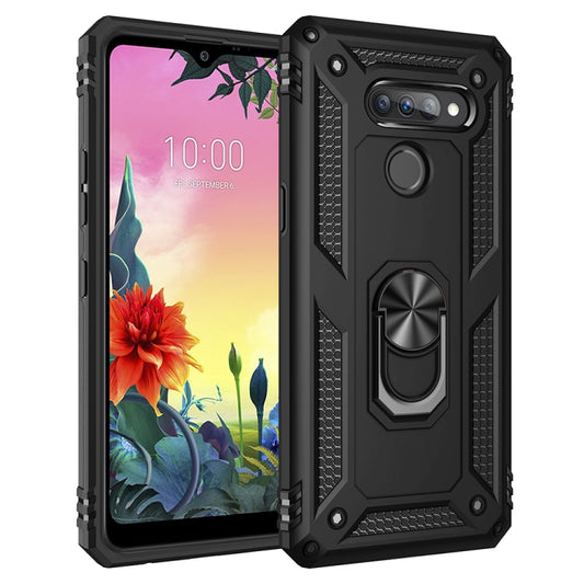 Shockproof TPU PC protective case LG K50S with 360 rotating holder stand