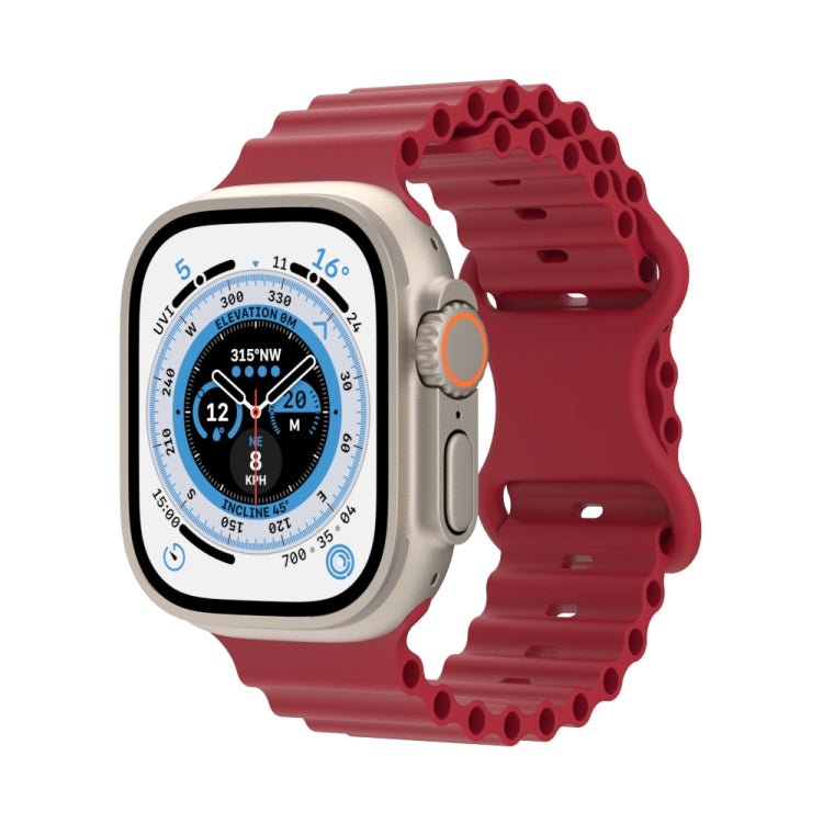 Ocean Style Silicone Watch Band, For Apple Watch Ultra 49mm / Series 8&7 45mm / SE 2&6&SE&5&4 44mm / 3&2&1 42mm