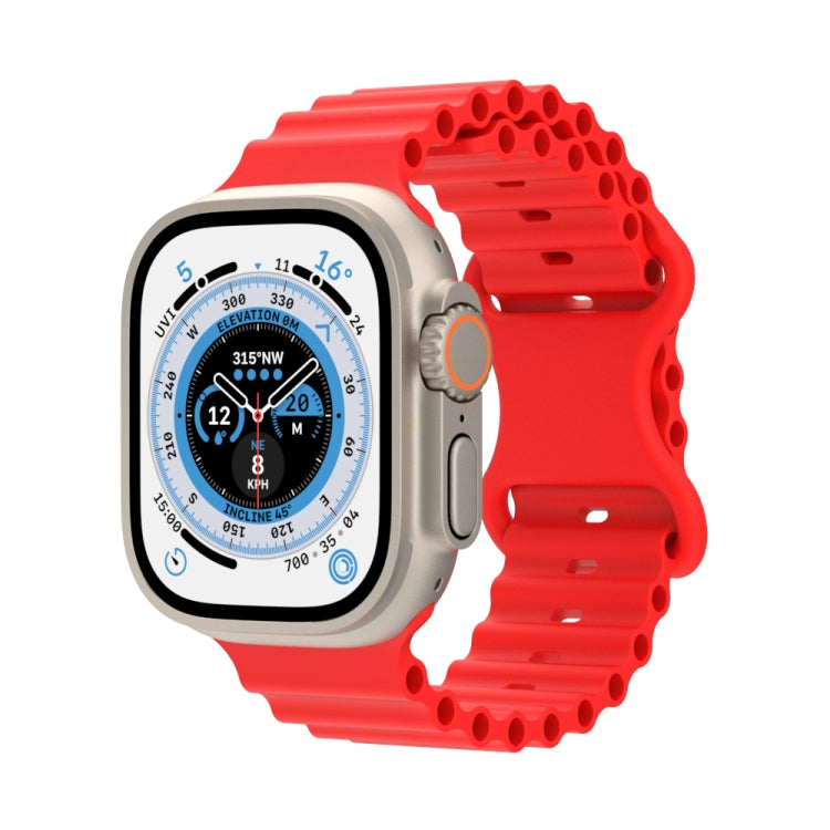 Ocean Style Silicone Watch Band, For Apple Watch Ultra 49mm / Series 8&7 45mm / SE 2&6&SE&5&4 44mm / 3&2&1 42mm