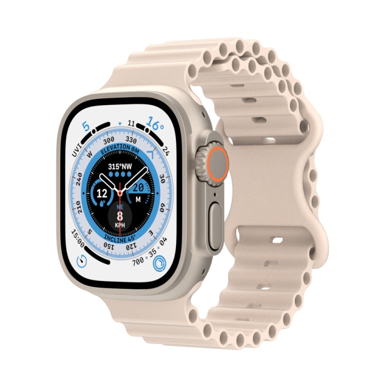 Ocean Style Silicone Watch Band, For Apple Watch Ultra 49mm / Series 8&7 45mm / SE 2&6&SE&5&4 44mm / 3&2&1 42mm