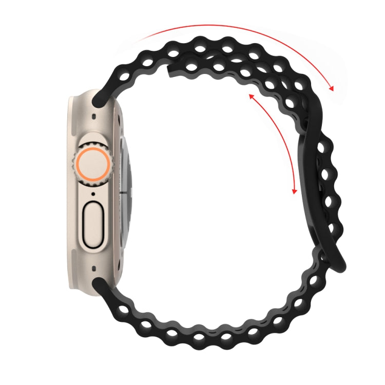 Ocean Style Silicone Watch Band, For Apple Watch Ultra 49mm / Series 8&7 45mm / SE 2&6&SE&5&4 44mm / 3&2&1 42mm