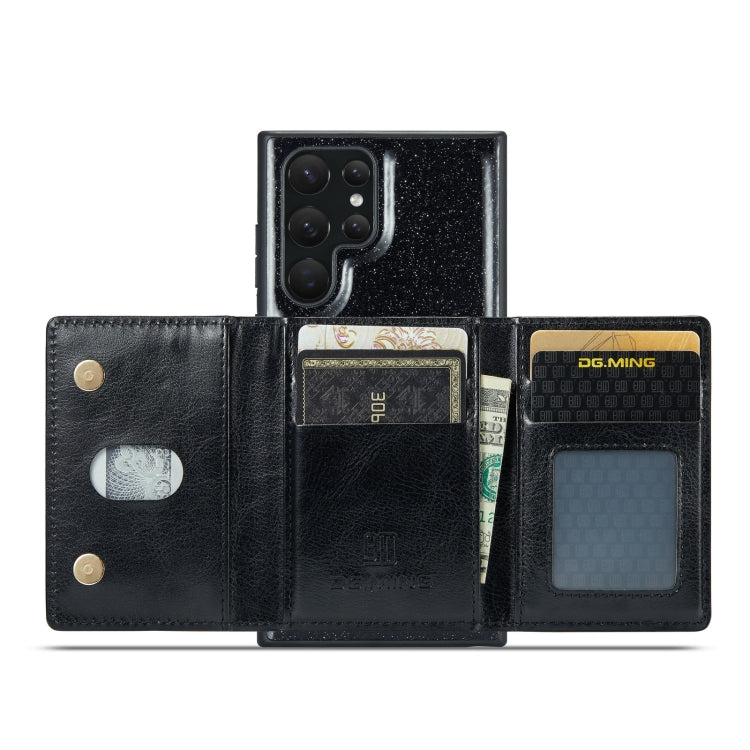 DG.MING M3 Series Glitter Powder Card Bag Leather Case, For Samsung Galaxy S22 Ultra 5G, For iPhone 14 Pro Max