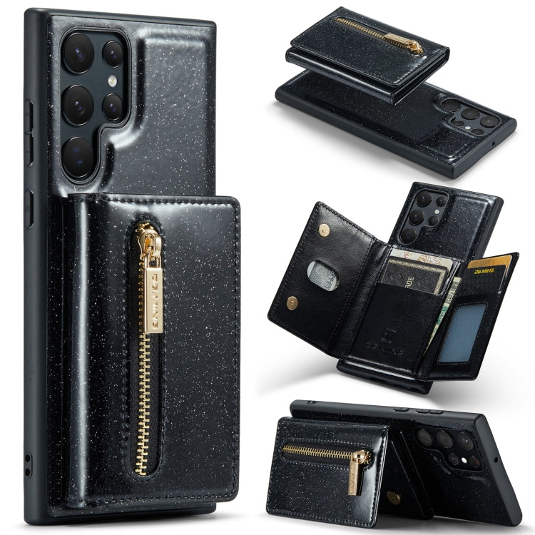 DG.MING M3 Series Glitter Powder Card Bag Leather Case, For Samsung Galaxy S22 Ultra 5G, For iPhone 14 Pro Max