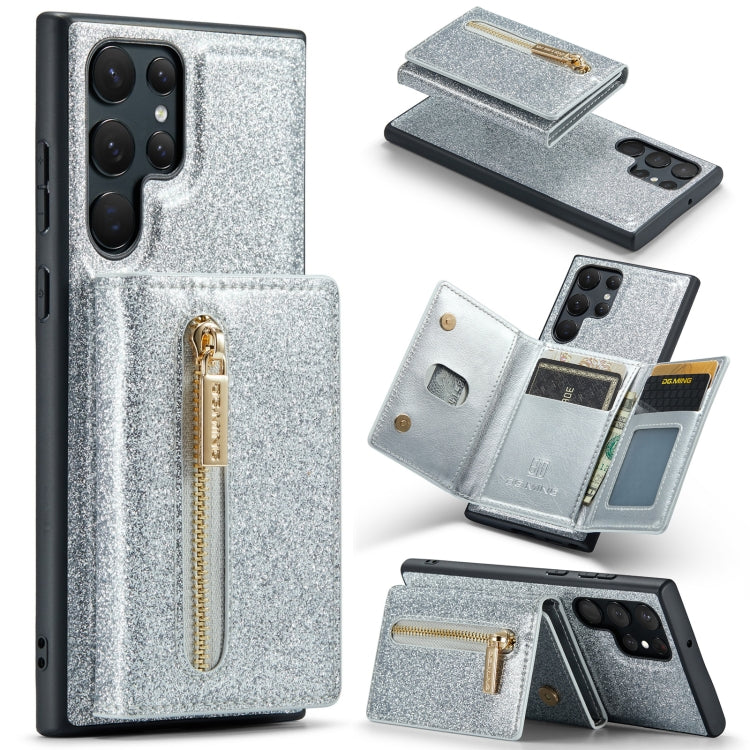 DG.MING M3 Series Glitter Powder Card Bag Leather Case, For Samsung Galaxy S22 Ultra 5G, For iPhone 14 Pro Max