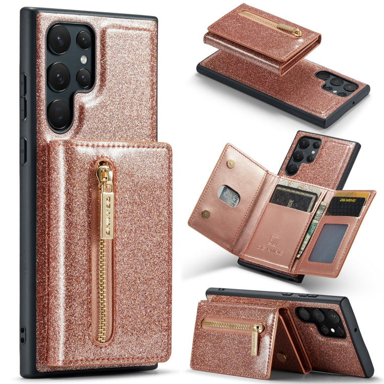 DG.MING M3 Series Glitter Powder Card Bag Leather Case, For Samsung Galaxy S22 Ultra 5G, For iPhone 14 Pro Max