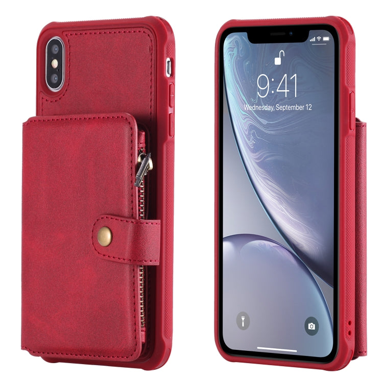 Zipper Shockproof Protective Case with Card Slots & Bracket & Photo Holder & Wallet Function, For iPhone 7 Plus / 8 Plus, For iPhone 6, For iPhone XR, For iPhone XS Max