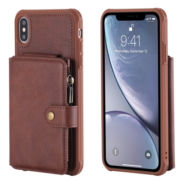Zipper Shockproof Protective Case with Card Slots & Bracket & Photo Holder & Wallet Function, For iPhone 7 Plus / 8 Plus, For iPhone 6, For iPhone XR, For iPhone XS Max