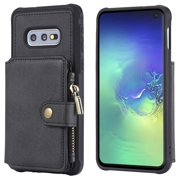 Zipper Shockproof Protective Case with Card Slots & Bracket & Photo Holder & Wallet Function, For Galaxy S10e, For Galaxy S10, For Galaxy S10 5G