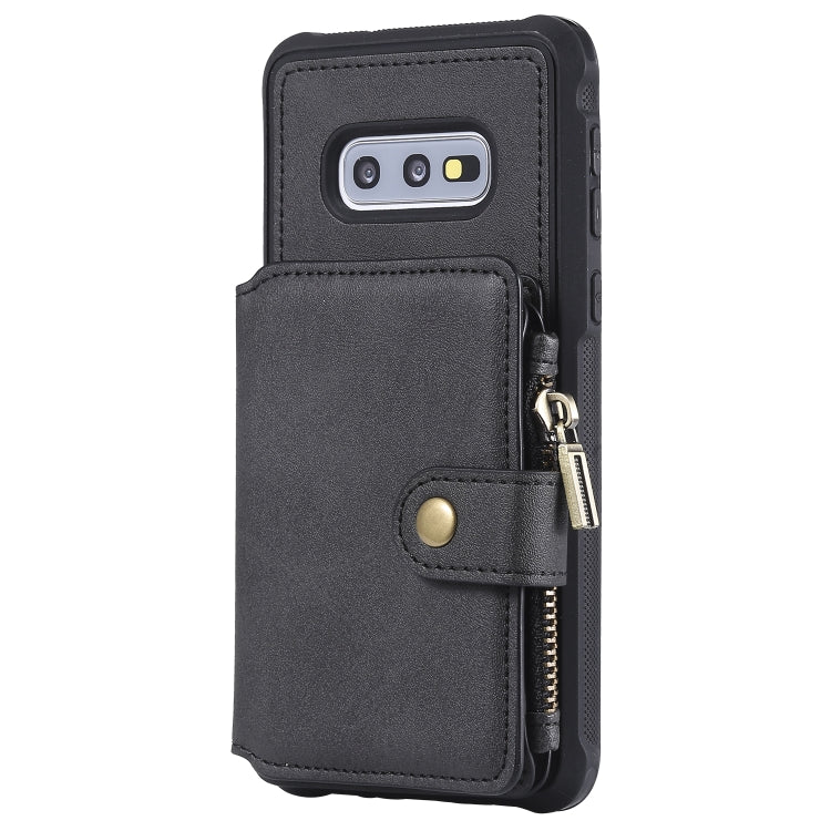 Zipper Shockproof Protective Case with Card Slots & Bracket & Photo Holder & Wallet Function, For Galaxy S10e, For Galaxy S10, For Galaxy S10 5G