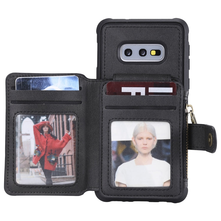 Zipper Shockproof Protective Case with Card Slots & Bracket & Photo Holder & Wallet Function, For Galaxy S10e, For Galaxy S10, For Galaxy S10 5G