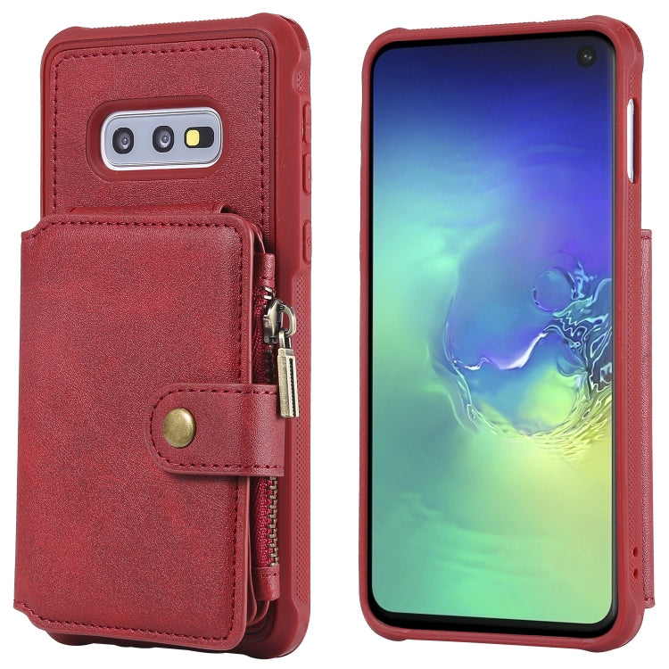 Zipper Shockproof Protective Case with Card Slots & Bracket & Photo Holder & Wallet Function, For Galaxy S10e, For Galaxy S10, For Galaxy S10 5G