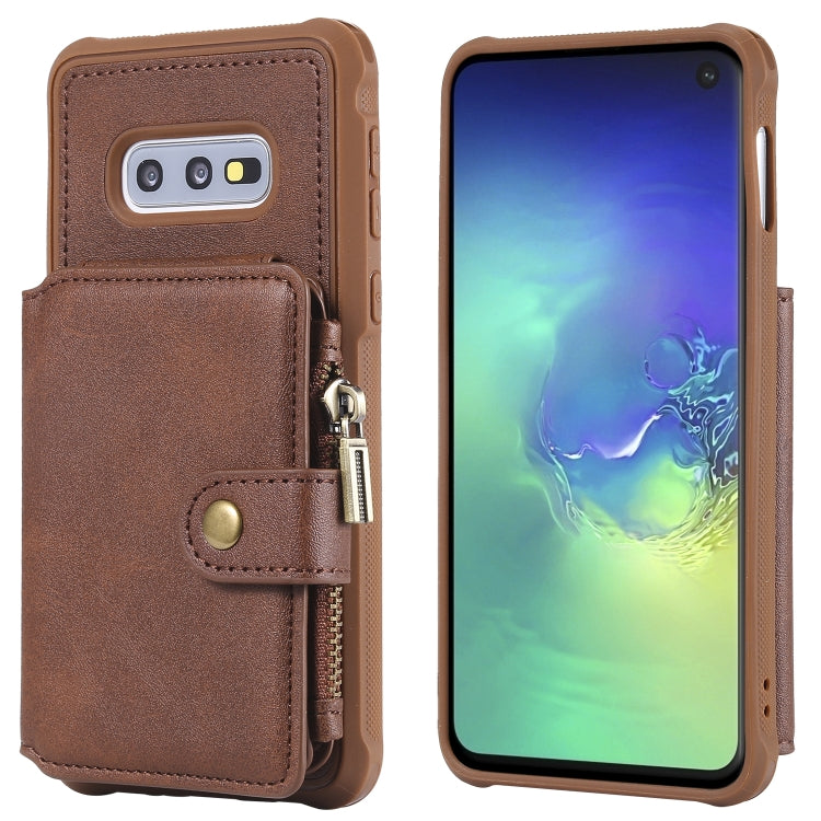 Zipper Shockproof Protective Case with Card Slots & Bracket & Photo Holder & Wallet Function, For Galaxy S10e, For Galaxy S10, For Galaxy S10 5G