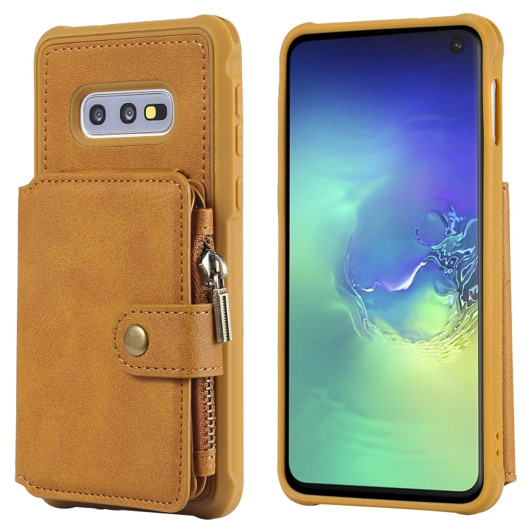 Zipper Shockproof Protective Case with Card Slots & Bracket & Photo Holder & Wallet Function, For Galaxy S10e, For Galaxy S10, For Galaxy S10 5G
