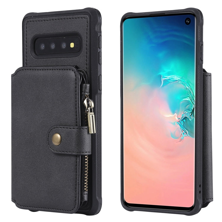 Zipper Shockproof Protective Case with Card Slots & Bracket & Photo Holder & Wallet Function, For Galaxy S10e, For Galaxy S10, For Galaxy S10 5G