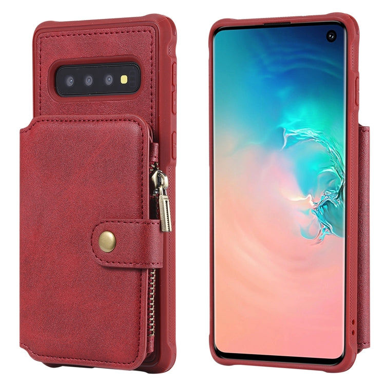 Zipper Shockproof Protective Case with Card Slots & Bracket & Photo Holder & Wallet Function, For Galaxy S10e, For Galaxy S10, For Galaxy S10 5G