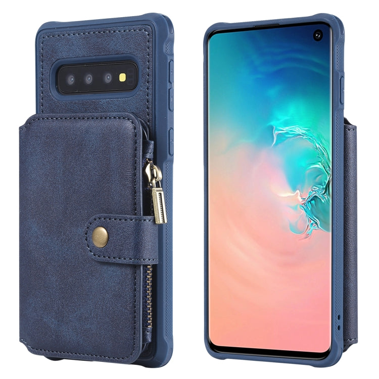 Zipper Shockproof Protective Case with Card Slots & Bracket & Photo Holder & Wallet Function, For Galaxy S10e, For Galaxy S10, For Galaxy S10 5G