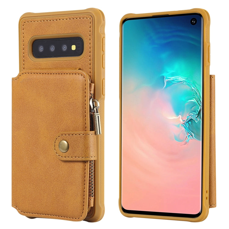 Zipper Shockproof Protective Case with Card Slots & Bracket & Photo Holder & Wallet Function, For Galaxy S10e, For Galaxy S10, For Galaxy S10 5G