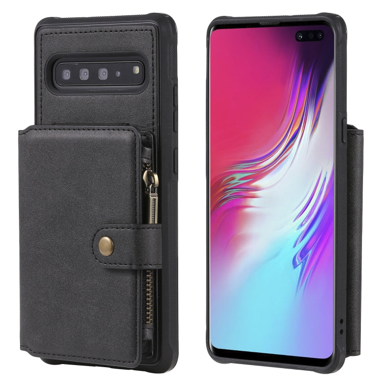 Zipper Shockproof Protective Case with Card Slots & Bracket & Photo Holder & Wallet Function, For Galaxy S10e, For Galaxy S10, For Galaxy S10 5G