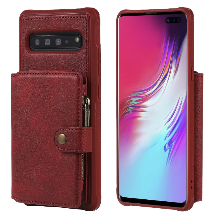 Zipper Shockproof Protective Case with Card Slots & Bracket & Photo Holder & Wallet Function, For Galaxy S10e, For Galaxy S10, For Galaxy S10 5G