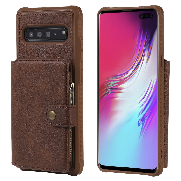 Zipper Shockproof Protective Case with Card Slots & Bracket & Photo Holder & Wallet Function, For Galaxy S10e, For Galaxy S10, For Galaxy S10 5G