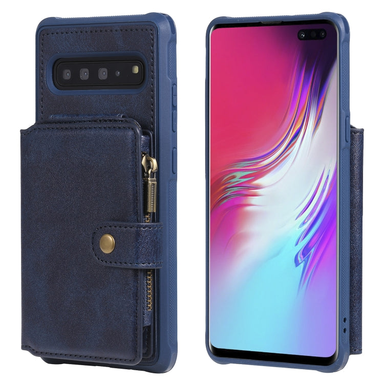 Zipper Shockproof Protective Case with Card Slots & Bracket & Photo Holder & Wallet Function, For Galaxy S10e, For Galaxy S10, For Galaxy S10 5G