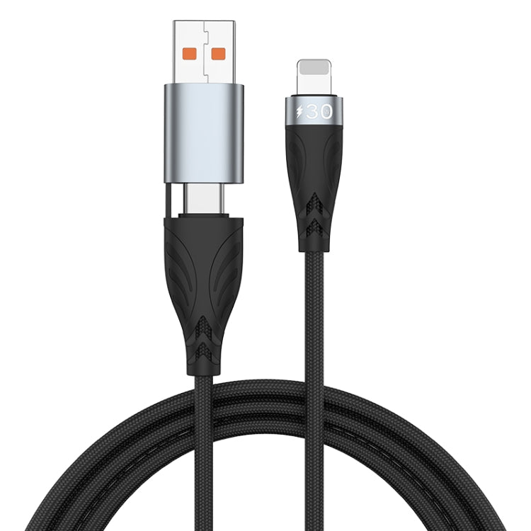 ADC-008 2 in 1 PD 30W USB/Type-C to 8 Pin Fast Charge Data Cable, Length: 1m, USB/Type-C to 8 Pin
