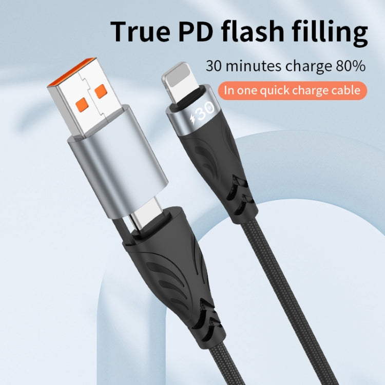 ADC-008 2 in 1 PD 30W USB/Type-C to 8 Pin Fast Charge Data Cable, Length: 1m, USB/Type-C to 8 Pin