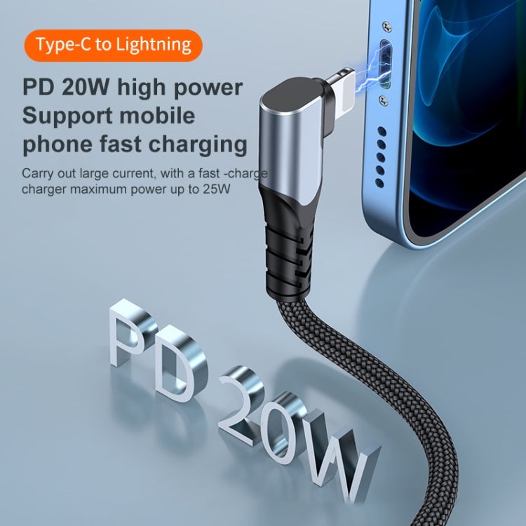 Câble de données ADC-009 20 W USB-C/Type-C vers double coude 8 broches, 0,4 m, 1 m, 2 m