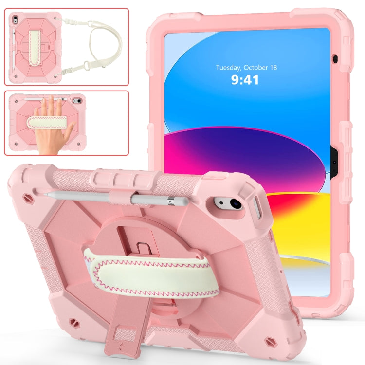 Contrast Color Robot Shockproof Silicon + PC Tablet Protective Case with Crossbody Rope, For iPad 10th Gen 10.9 2022