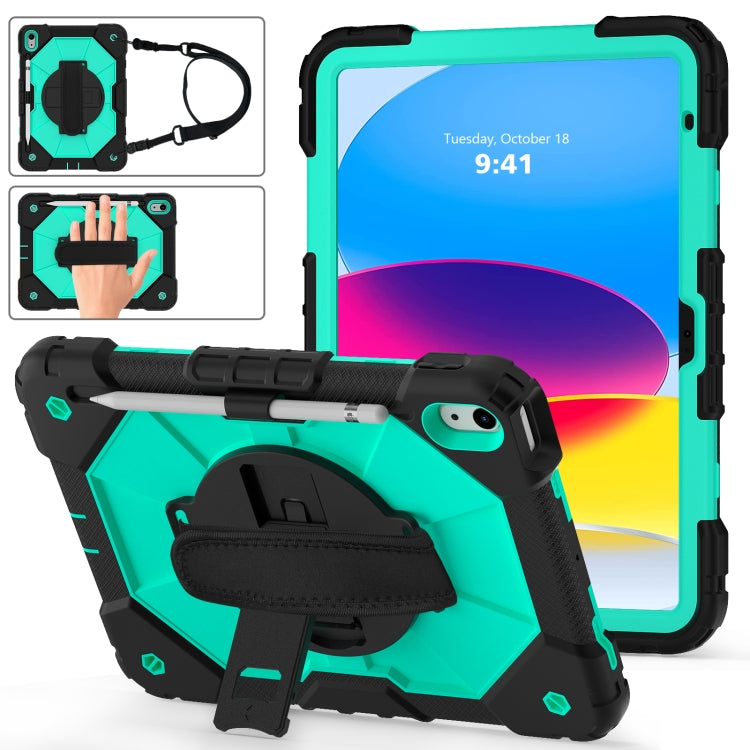 Contrast Color Robot Shockproof Silicon + PC Tablet Protective Case with Crossbody Rope, For iPad 10th Gen 10.9 2022