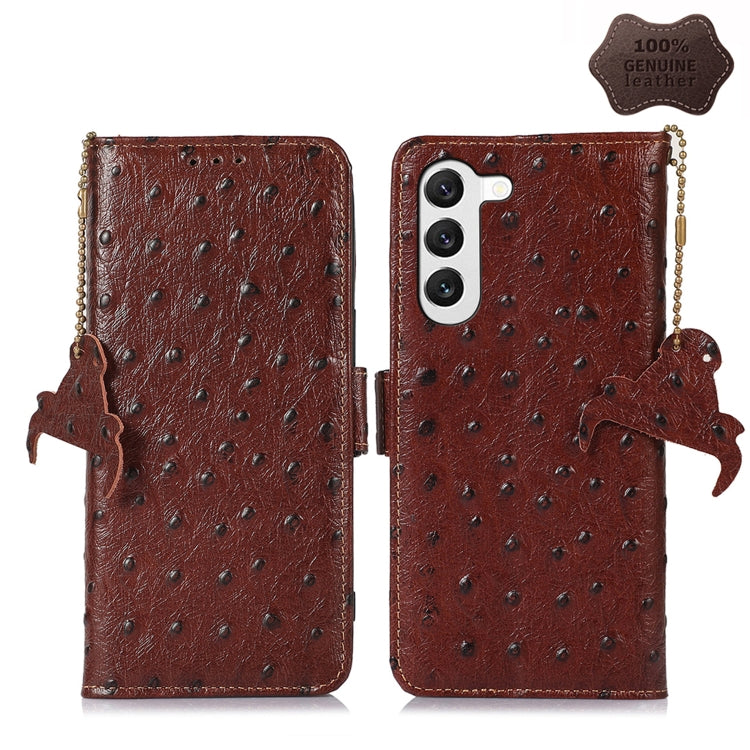 Ostrich Pattern Genuine Leather RFID Phone Case