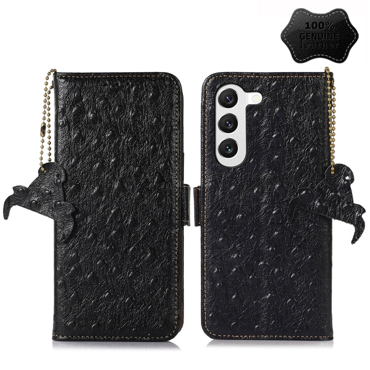 Ostrich Pattern Genuine Leather RFID Phone Case