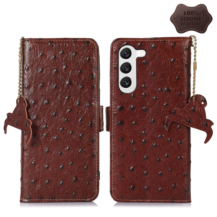 Ostrich Pattern Genuine Leather RFID Phone Case