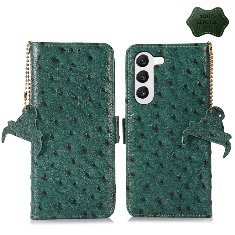 Ostrich Pattern Genuine Leather RFID Phone Case