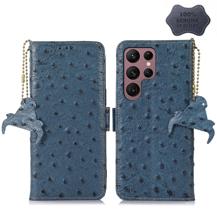 Ostrich Pattern Genuine Leather RFID Phone Case